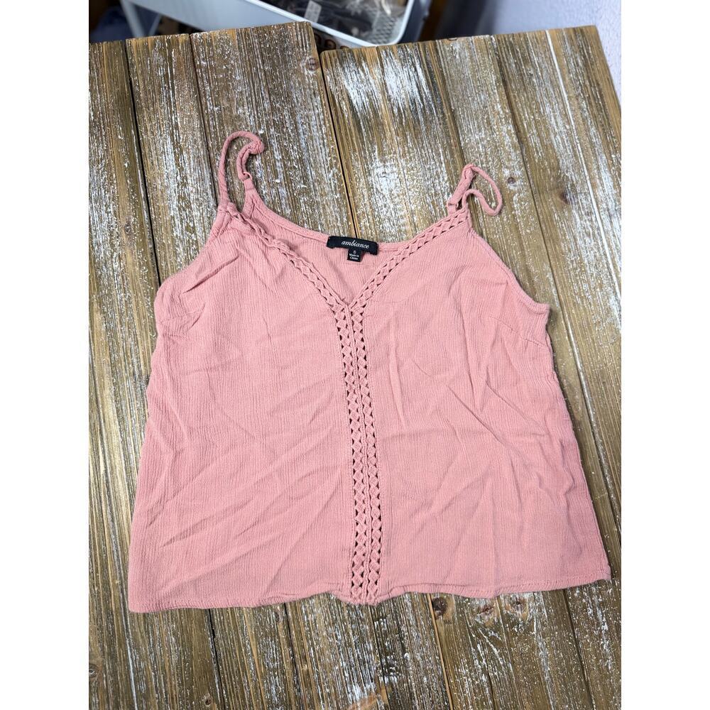 Ambiance Tank Top Spaghetti Strap Pink Boho Festival Wear Womens Small - Picture 8 of 8